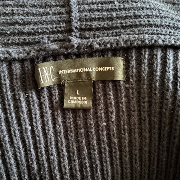 INC International Concepts Navy Blue Heavy Knit Open Cardigan EUC L - Picture 4 of 6